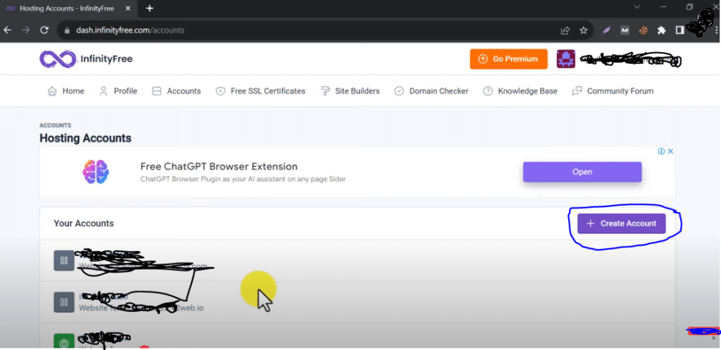 How to create cpanel on infinityfree